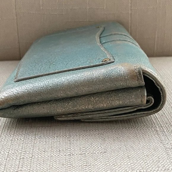 Jimmy Choo Women Wallet Cardholder Blue Leather Wristlet Clutch Purse Made Italy - Picture 6 of 12